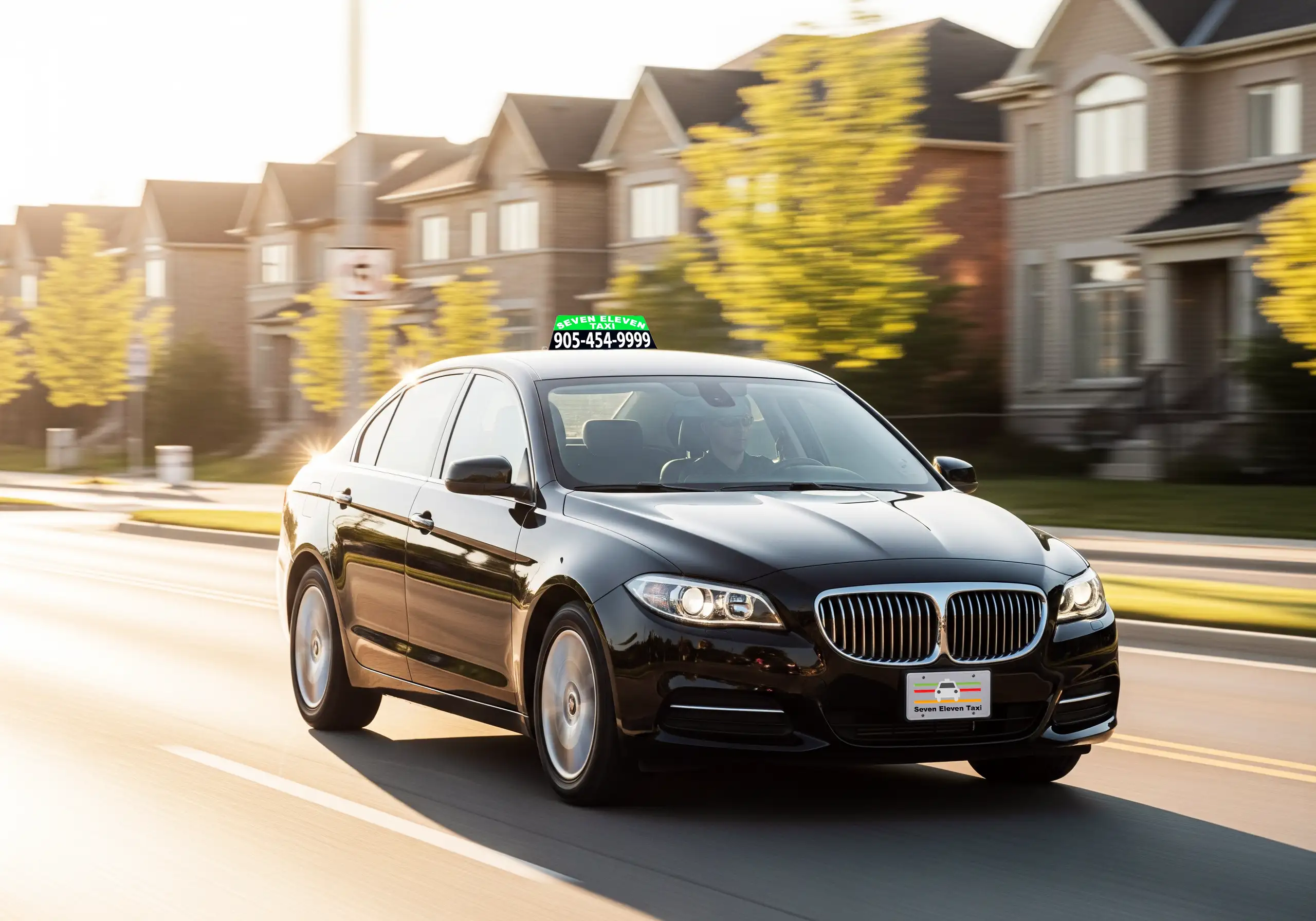 Seven Eleven Taxi cab providing a reliable ride in Brampton and Orangeville.